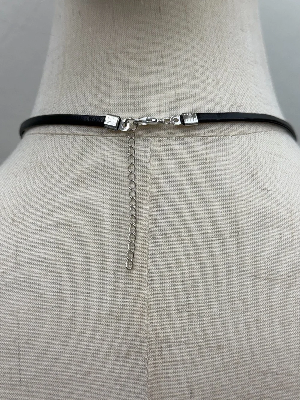 Y2K Star Charm Choker Necklace Black Cord Silver Tone Goth Grunge E-Girl